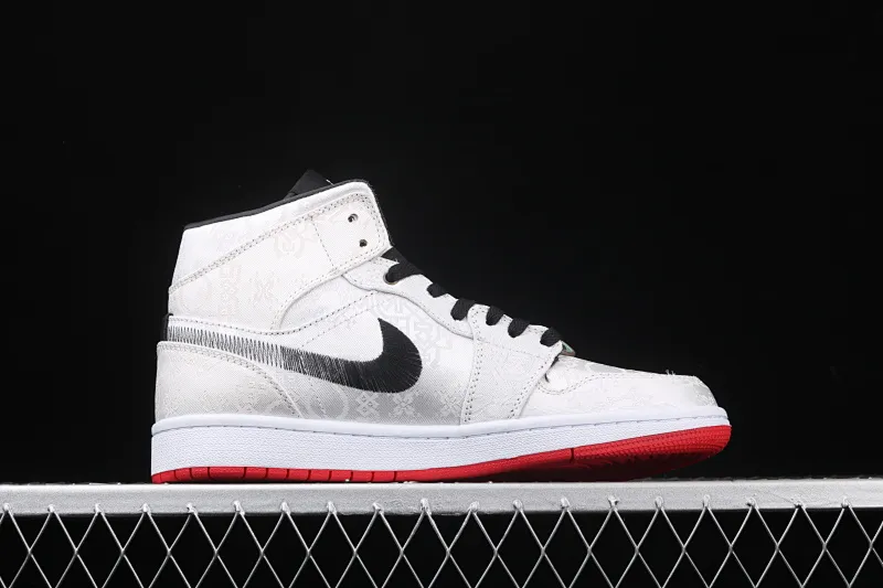 All categories Air Jordan Jordan series basketball shoes Air Jordan 1 Mid Different versions CLOT x Air Jordan 1 Mid "Fearless" AJ1 Joe 1 mid-top white silk CU2804-100